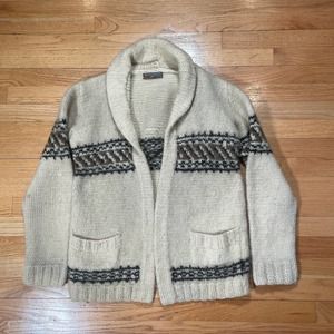 Vintage Handmade Wool Shawl Collar Cardigan